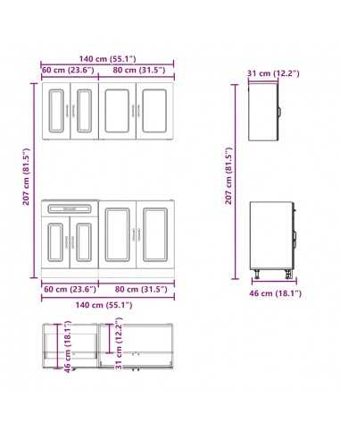 Ensemble d'armoires de cuisine 4 pcs Kalmar bois d'ingénierie