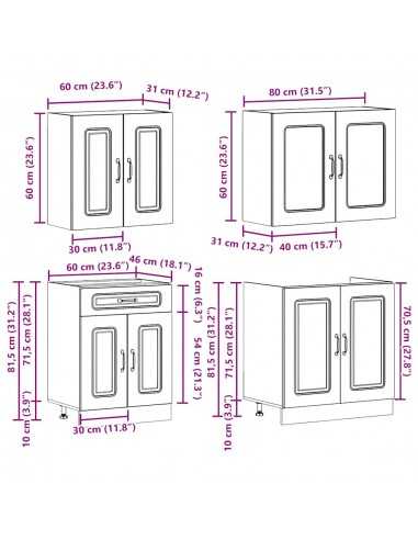 Ensemble d'armoires de cuisine 4 pcs Kalmar bois d'ingénierie