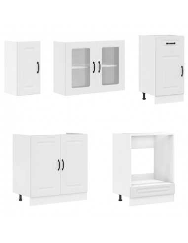 Ensemble d'armoires cuisine 8pcs Kalmar blanc bois d'ingénierie