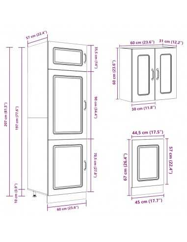 Ensemble d'armoires cuisine 8pcs Kalmar blanc bois d'ingénierie