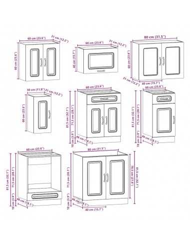 Ensemble d'armoires de cuisine 8 pcs Kalmar bois d'ingénierie