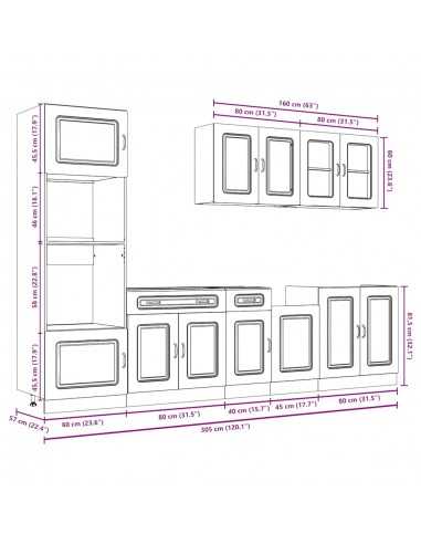 Ensemble d'armoires de cuisine 7 pcs Kalmar bois d'ingénierie