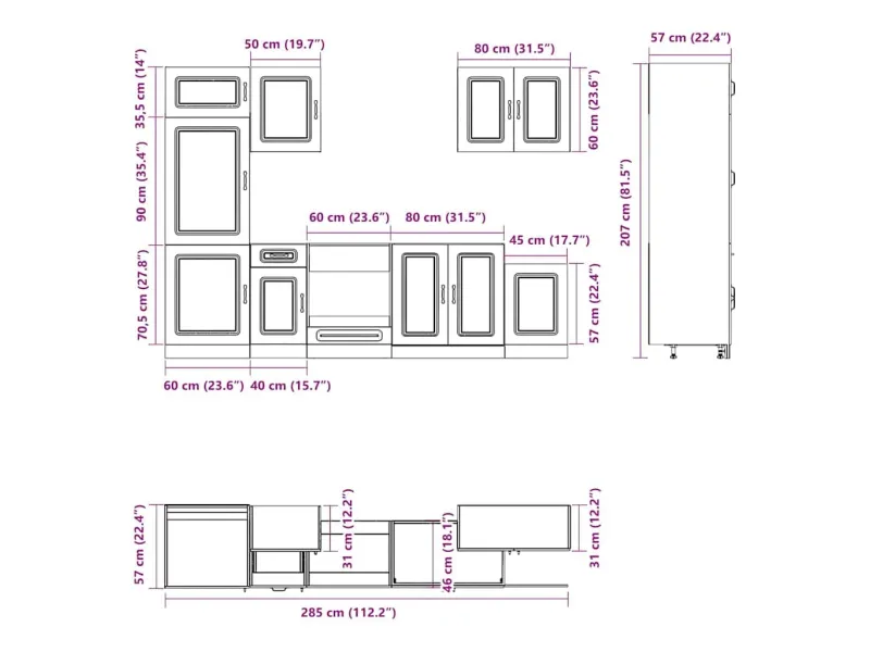 Ensemble d'armoires de cuisine 7 pcs Kalmar bois d'ingénierie