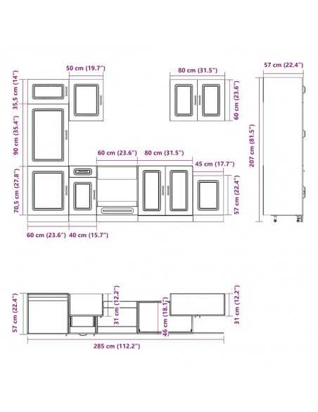 Ensemble d'armoires de cuisine 7 pcs Kalmar bois d'ingénierie