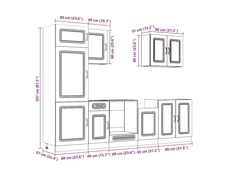 Ensemble d'armoires de cuisine 7 pcs Kalmar bois d'ingénierie