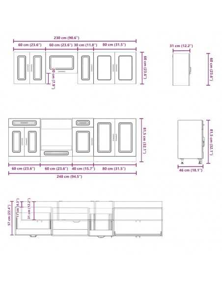 Ensemble d'armoires de cuisine 8 pcs Kalmar bois d'ingénierie