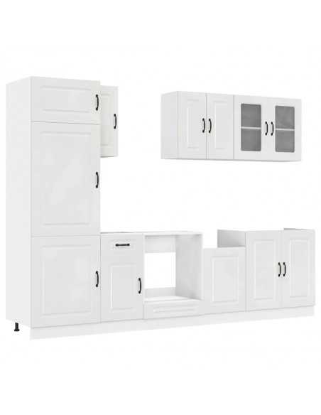 Ensemble d'armoires de cuisine 8 pcs Kalmar blanc brillant