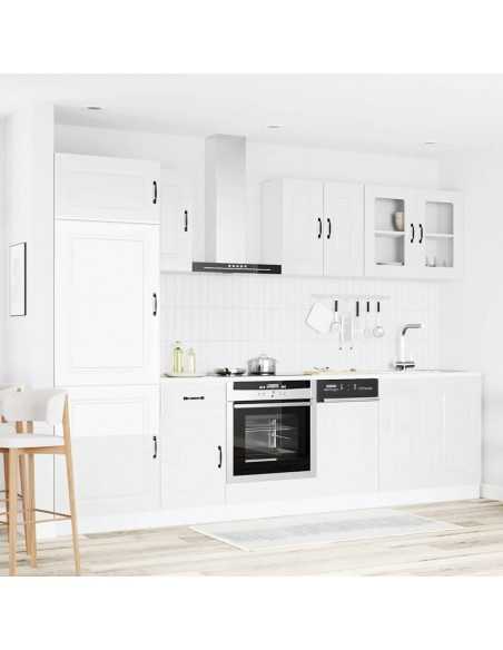 Ensemble d'armoires de cuisine 8 pcs Kalmar blanc brillant