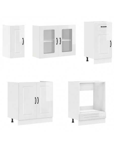 Ensemble d'armoires de cuisine 8 pcs Kalmar blanc brillant