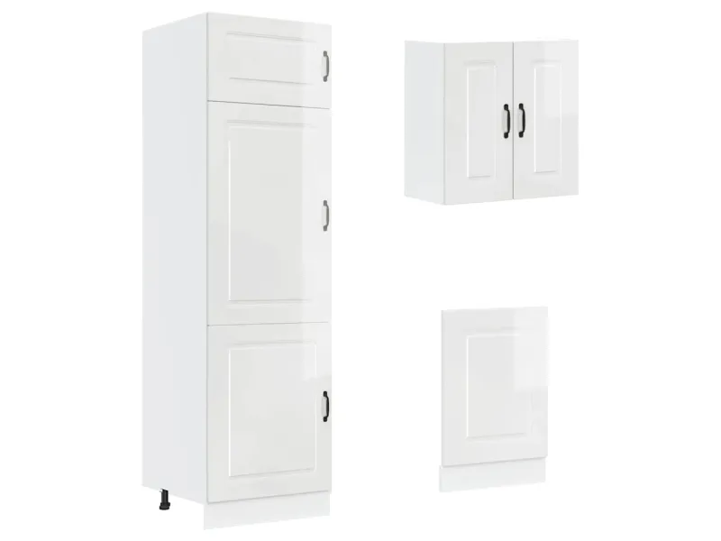 Ensemble d'armoires de cuisine 8 pcs Kalmar blanc brillant