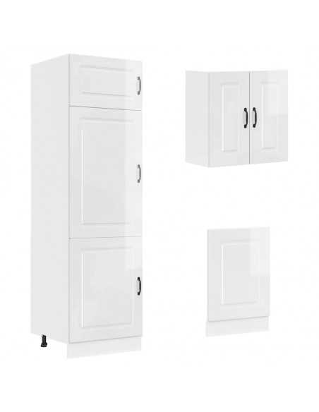 Ensemble d'armoires de cuisine 8 pcs Kalmar blanc brillant