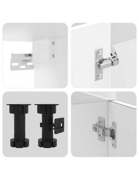 Ensemble d'armoires de cuisine 8 pcs Kalmar blanc brillant