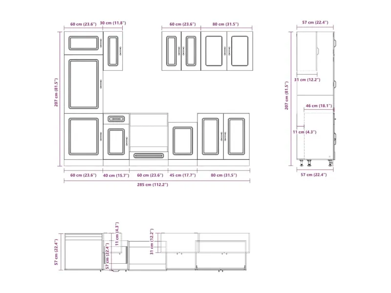 Ensemble d'armoires de cuisine 8 pcs Kalmar blanc brillant