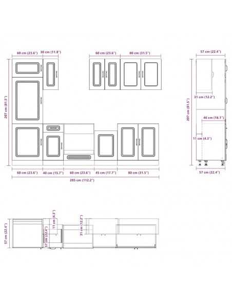 Ensemble d'armoires de cuisine 8 pcs Kalmar blanc brillant