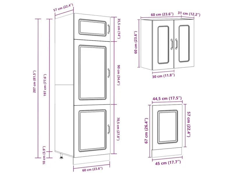 Ensemble d'armoires de cuisine 8 pcs Kalmar blanc brillant