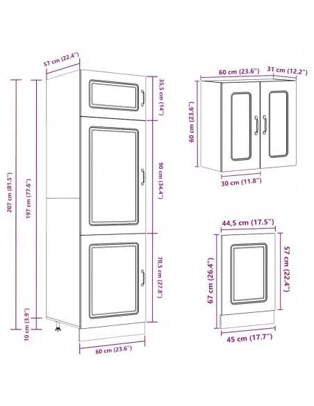 Ensemble d'armoires de cuisine 8 pcs Kalmar blanc brillant