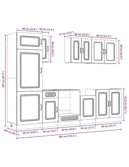 Ensemble d'armoires de cuisine 8 pcs Kalmar blanc brillant
