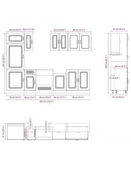 Ensemble d'armoires de cuisine 8 pcs Kalmar bois d'ingénierie