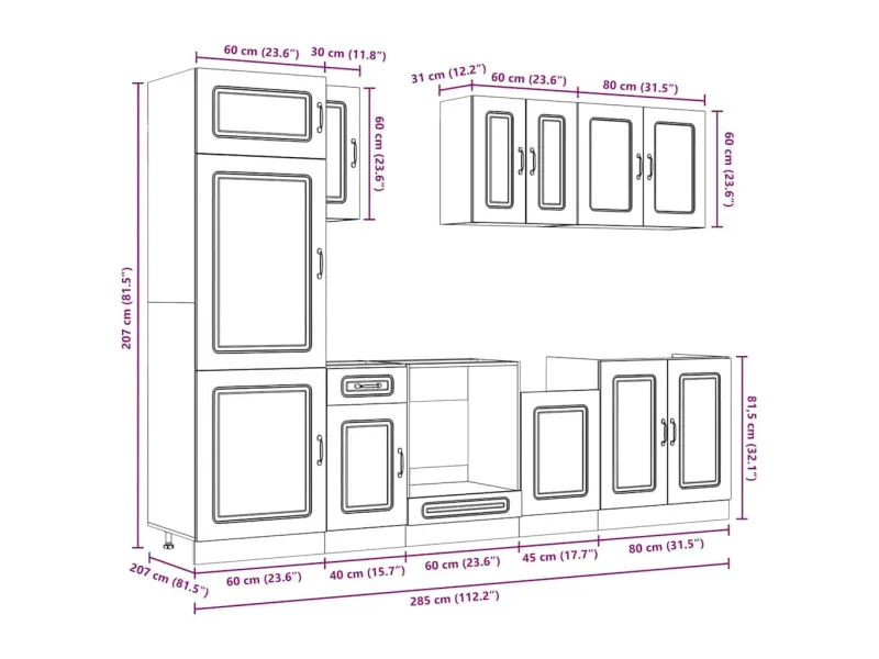 Ensemble d'armoires de cuisine 8 pcs Kalmar bois d'ingénierie