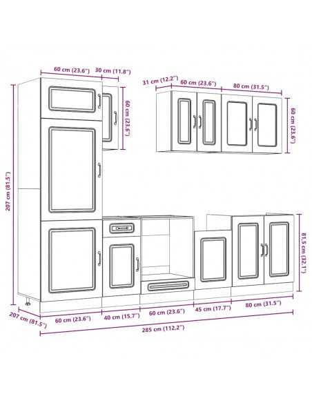 Ensemble d'armoires de cuisine 8 pcs Kalmar bois d'ingénierie