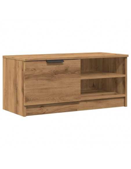 Meuble TV chêne artisanal 80x35x36,5 cm bois d'ingénierie