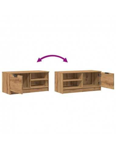 Meuble TV chêne artisanal 80x35x36,5 cm bois d'ingénierie