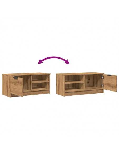 Meuble TV chêne artisanal 80x35x36,5 cm bois d'ingénierie