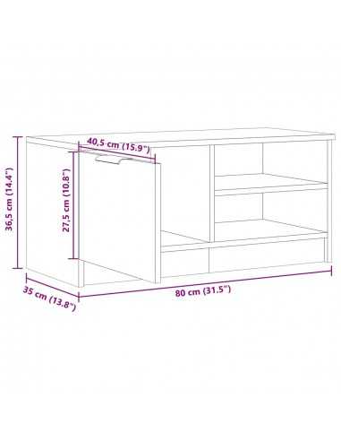 Meuble TV chêne artisanal 80x35x36,5 cm bois d'ingénierie