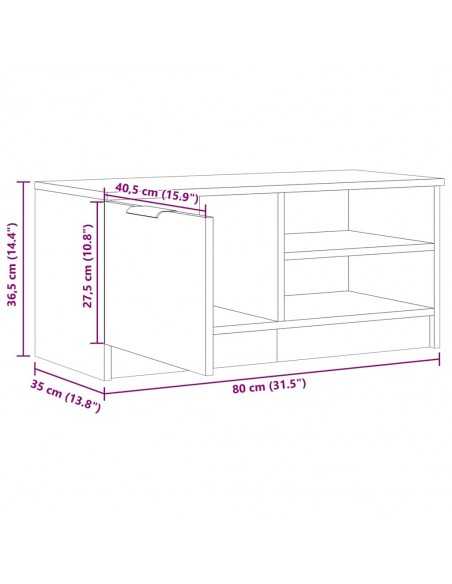 Meuble TV chêne artisanal 80x35x36,5 cm bois d'ingénierie