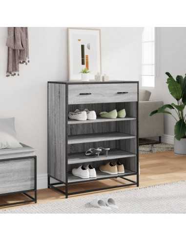 Meuble à chaussures sonoma gris bois d'ingénierie et métal
