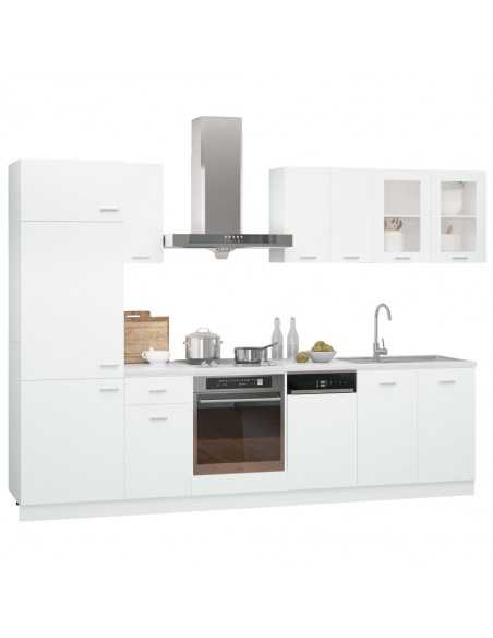 Ensemble de meubles de cuisine 8 pcs Blanc Aggloméré