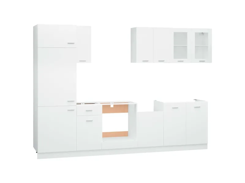 Ensemble de meubles de cuisine 8 pcs Blanc Aggloméré