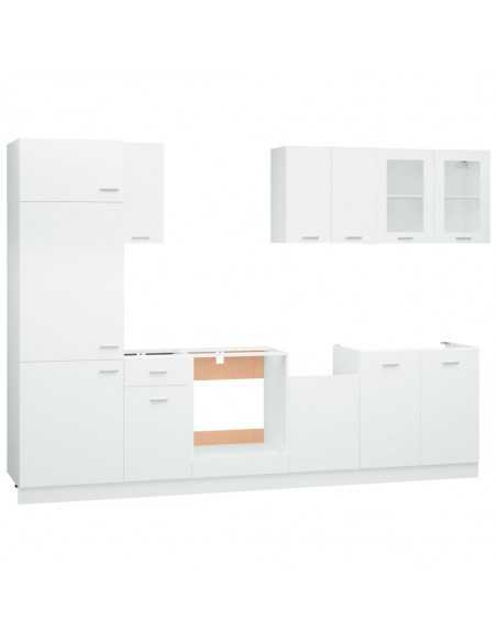 Ensemble de meubles de cuisine 8 pcs Blanc Aggloméré