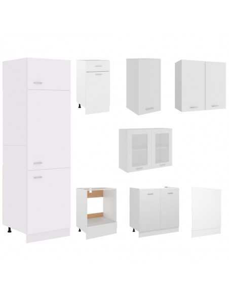 Ensemble de meubles de cuisine 8 pcs Blanc Aggloméré