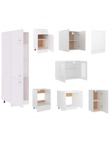 Ensemble de meubles de cuisine 8 pcs Blanc Aggloméré