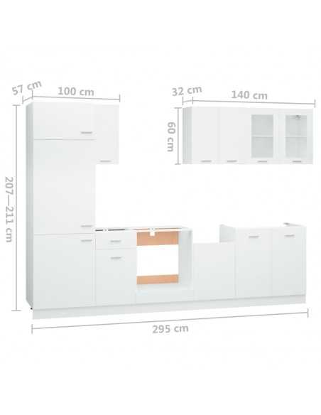 Ensemble de meubles de cuisine 8 pcs Blanc Aggloméré