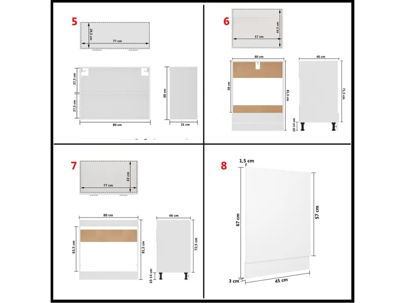 Ensemble de meubles de cuisine 8 pcs Blanc Aggloméré