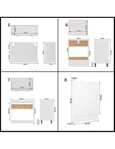 Ensemble de meubles de cuisine 8 pcs Blanc Aggloméré