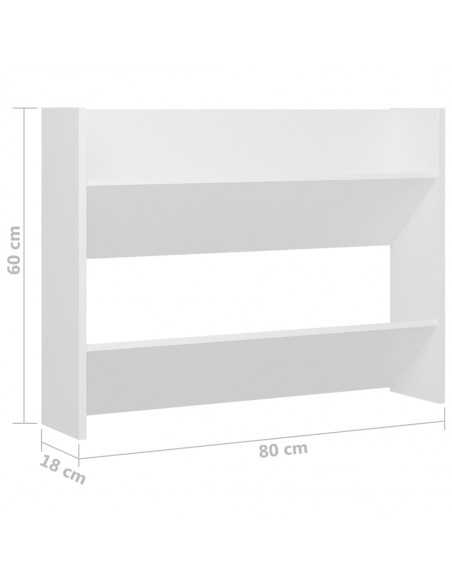 Armoire à chaussures murale Blanc 80x18x60 cm Aggloméré