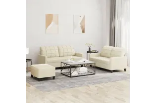 Ensemble de canapés 3 pcs avec coussins Crème Similicuir