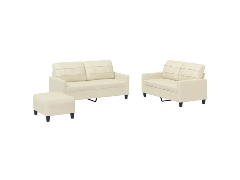 Ensemble de canapés 3 pcs avec coussins Crème Similicuir