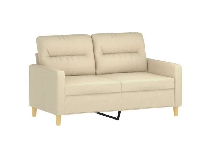 Ensemble de canapés 2 pcs avec coussins crème tissu