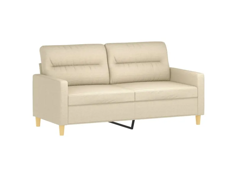 Ensemble de canapés 2 pcs avec coussins crème tissu