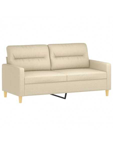 Ensemble de canapés 2 pcs avec coussins crème tissu