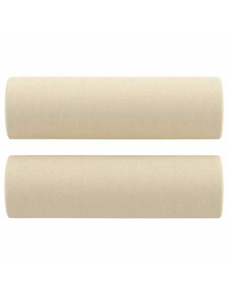 Ensemble de canapés 2 pcs avec coussins crème tissu