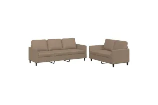 Ensemble de canapés 2 pcs avec coussins Cappuccino Similicuir 2