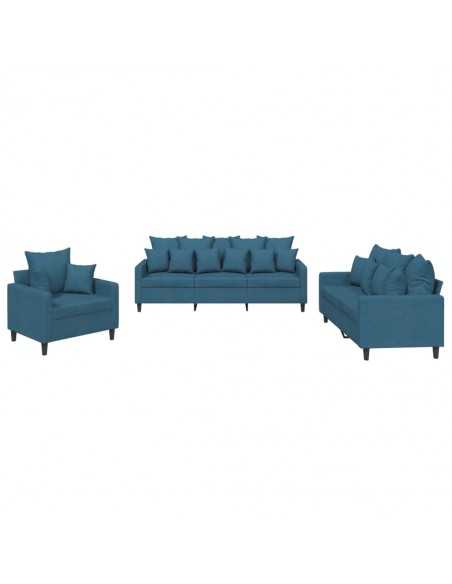 Ensemble de canapés 3 pcs avec coussins Bleu Velours