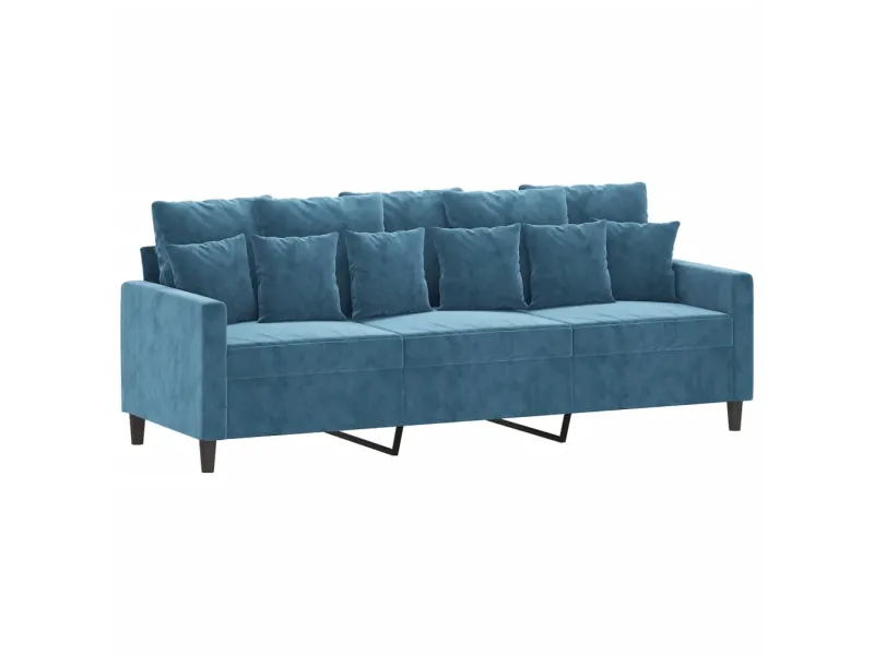 Ensemble de canapés 3 pcs avec coussins Bleu Velours