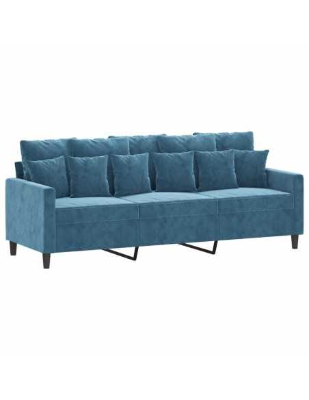 Ensemble de canapés 3 pcs avec coussins Bleu Velours
