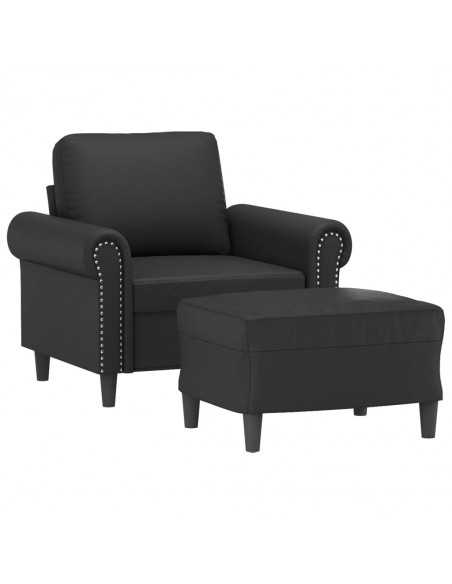 Fauteuil avec repose-pied Noir 60 cm Similicuir